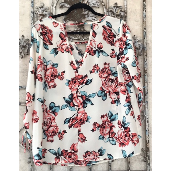 Peppermint floral top with 3/4 sleeves! - Picture 4 of 8